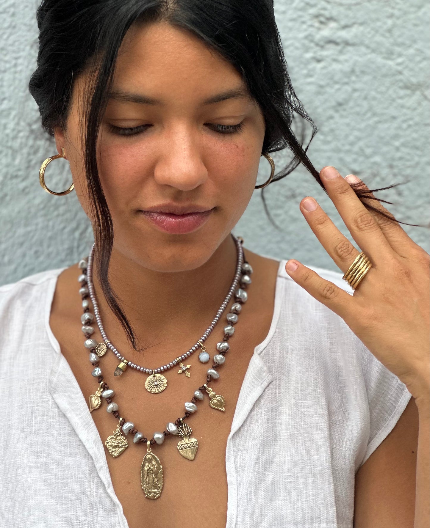 Virgin of Guadalupe Pearl Necklace