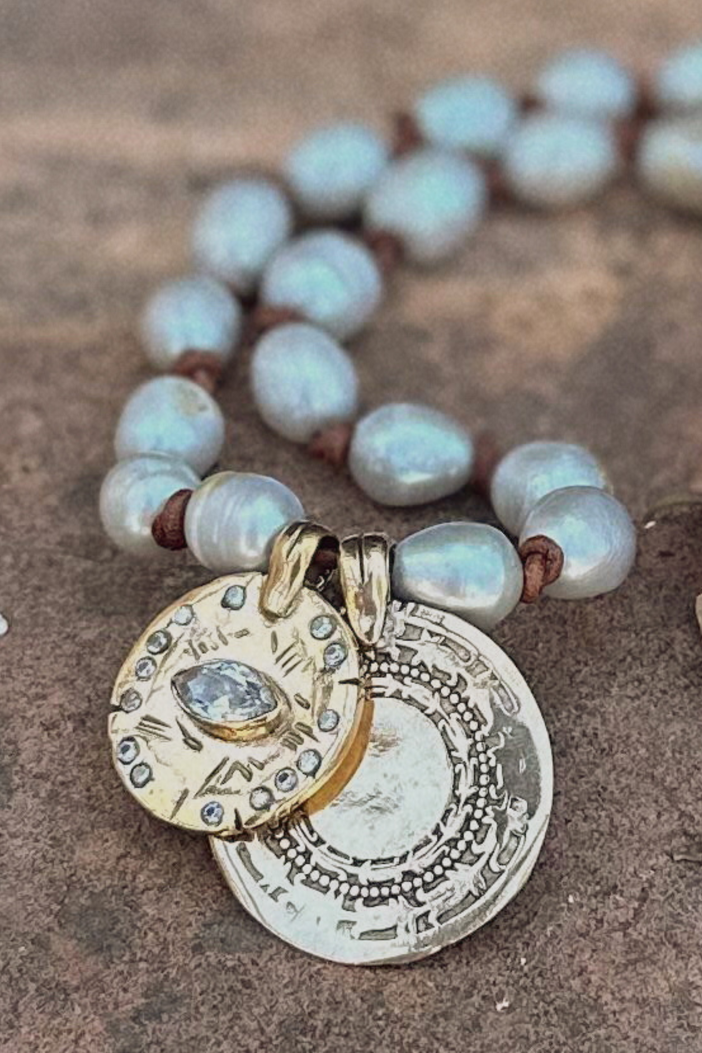 Double Coin Evil Eye Pearl Necklace