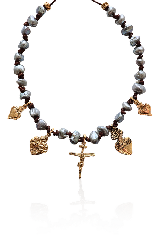 Crucifix and Pearl Necklace