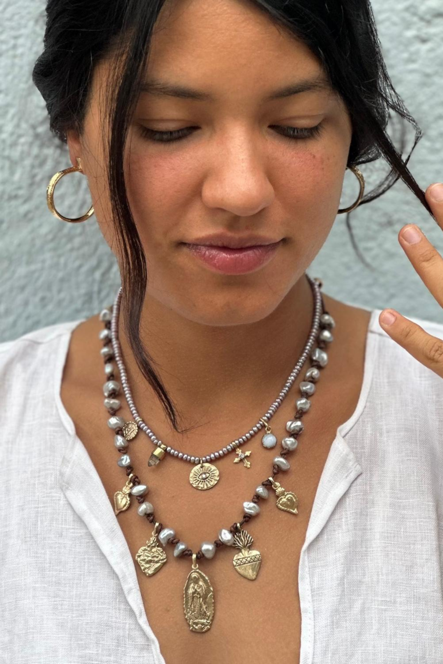 Virgin of Guadalupe and Eternal Hearts Necklace