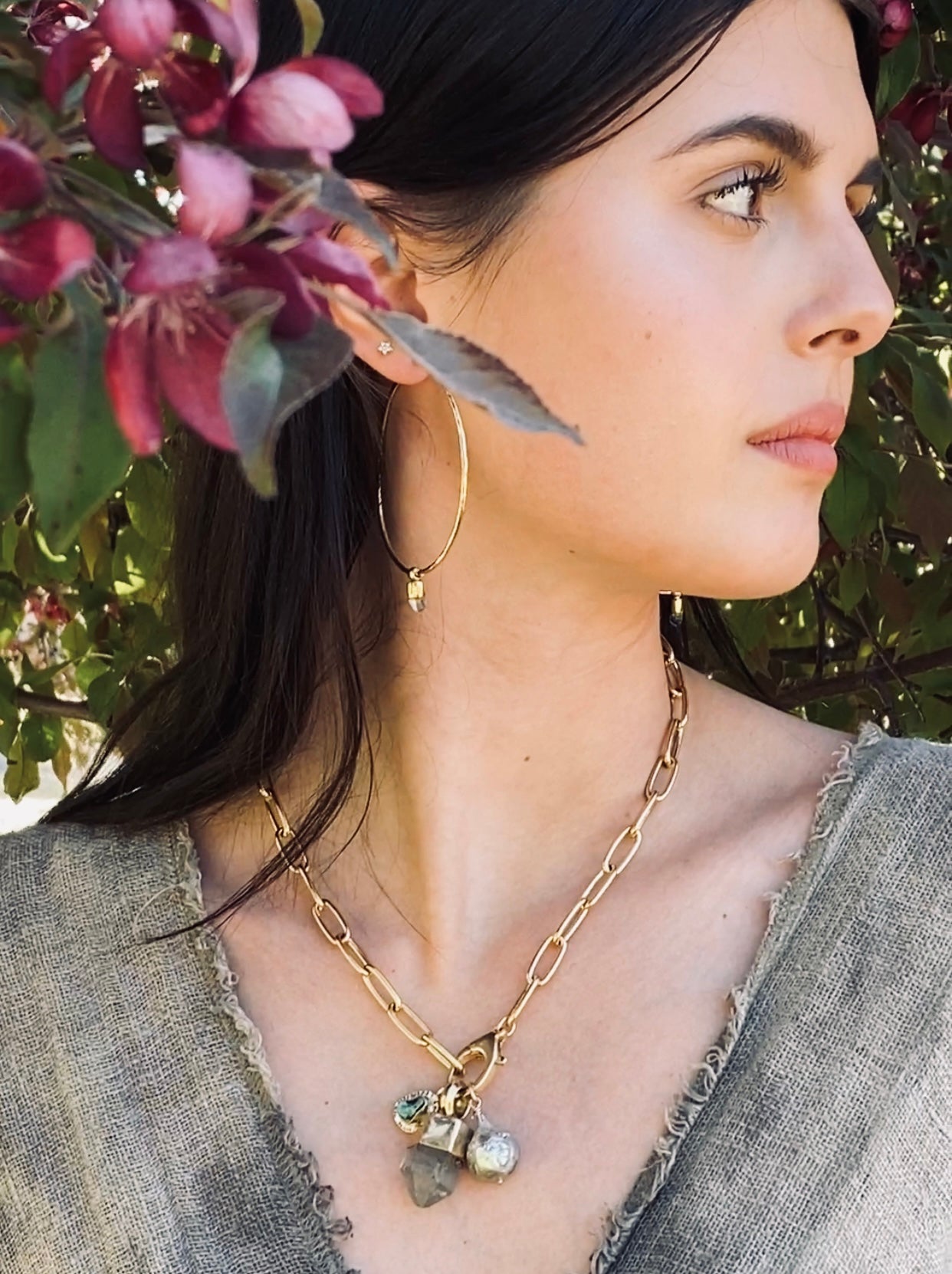 Crystal Quartz Hoop Earrings