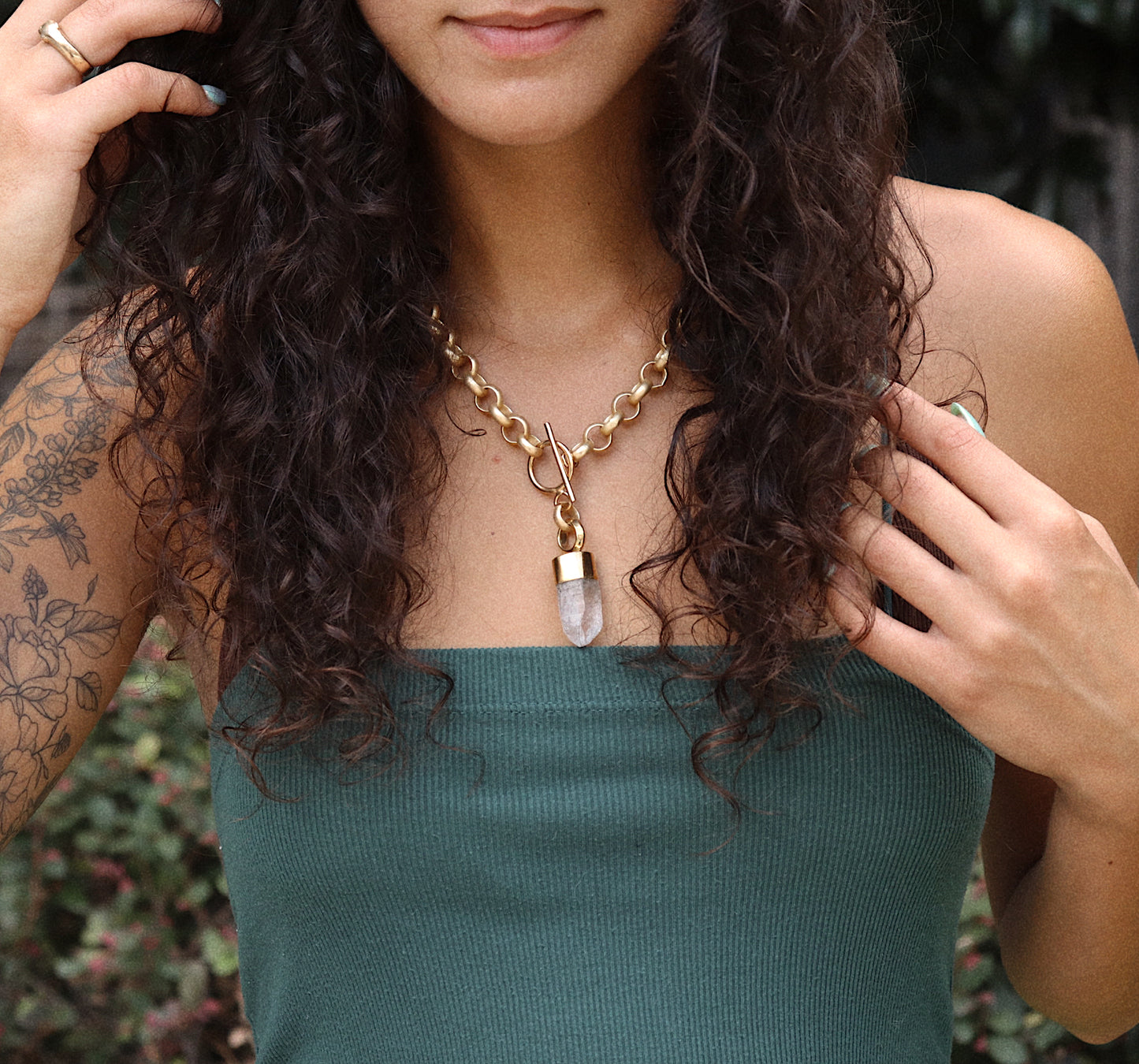 Crystal Quartz Gold Chain Necklace