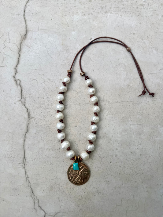 Spirit Mesa Pearl Leather Necklace