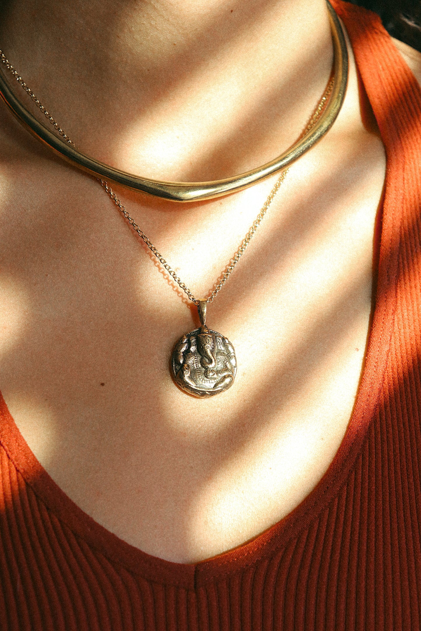 Hammered Gold Collar Necklace