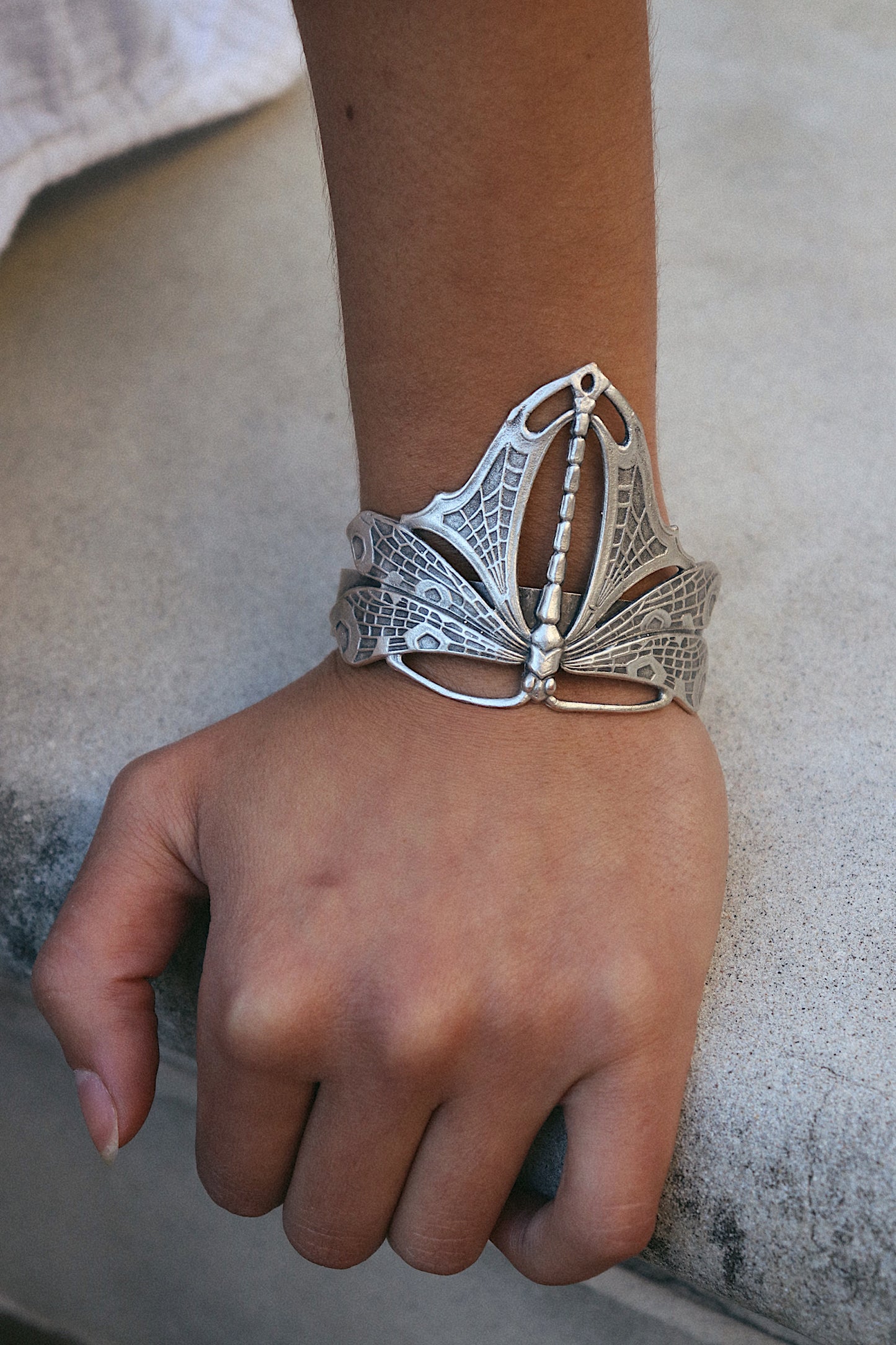 Dragonfly Cuff Bracelet in Silver