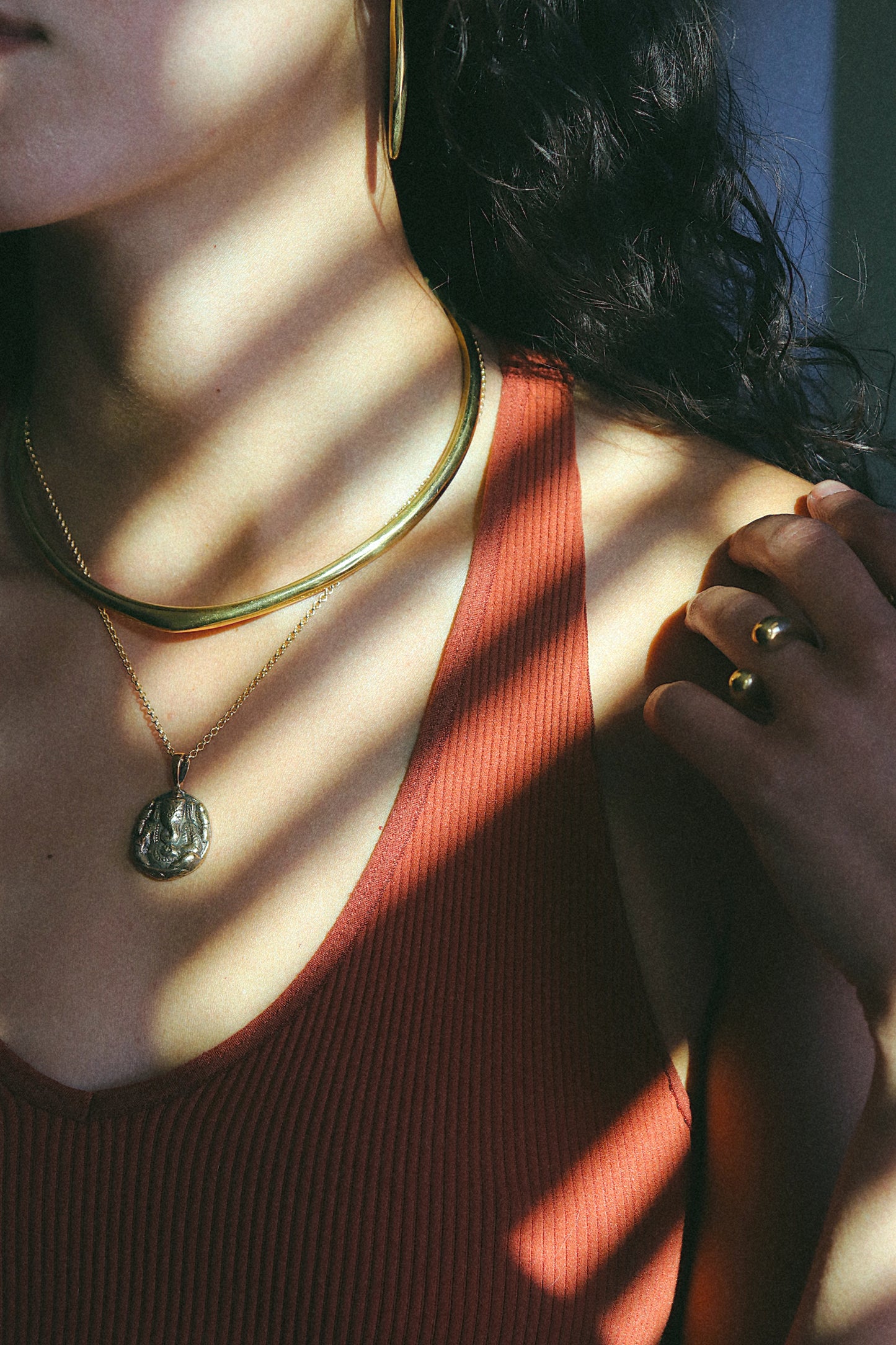 Hammered Gold Collar Necklace