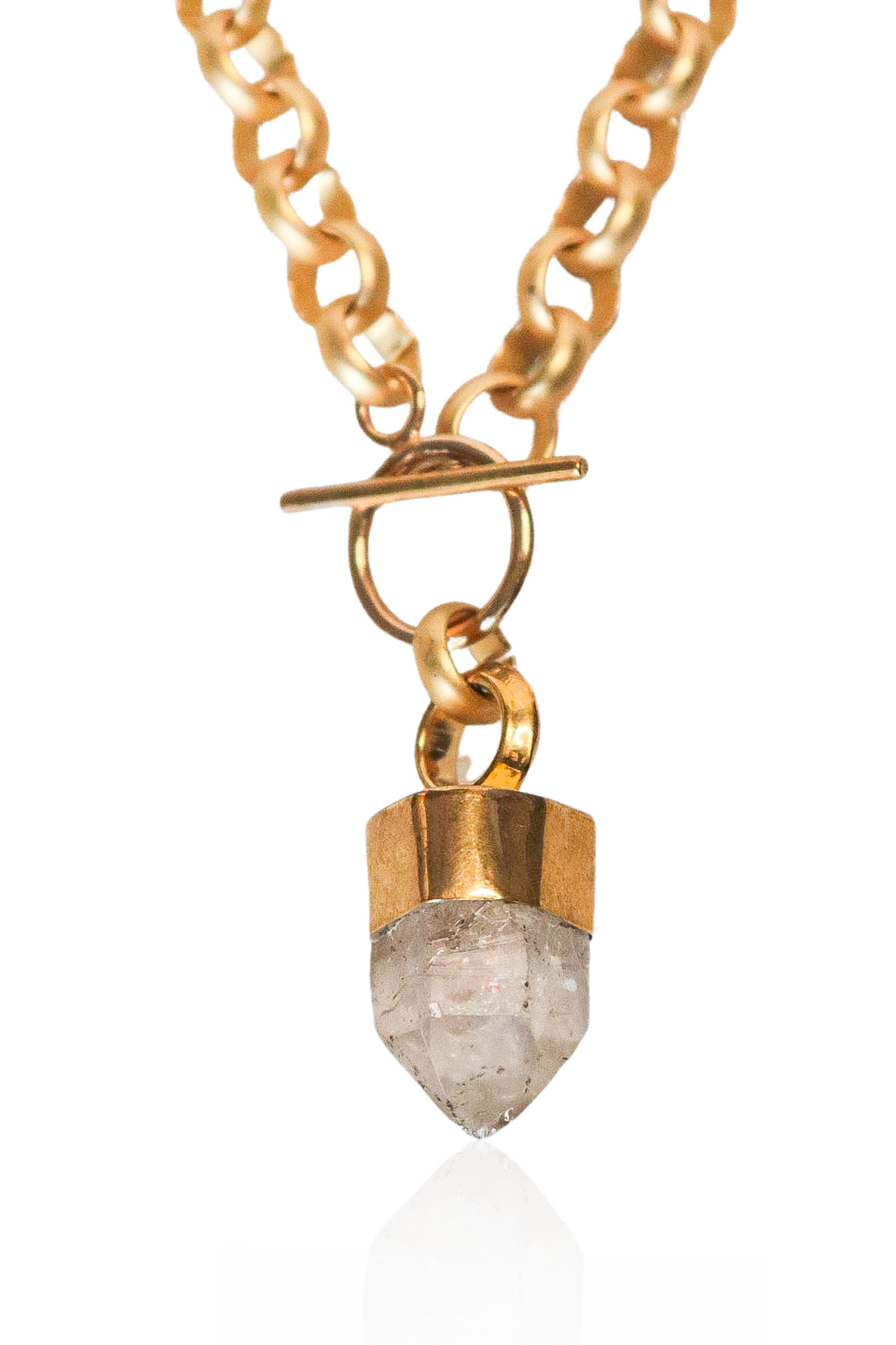 Crystal Quartz Gold Chain Necklace