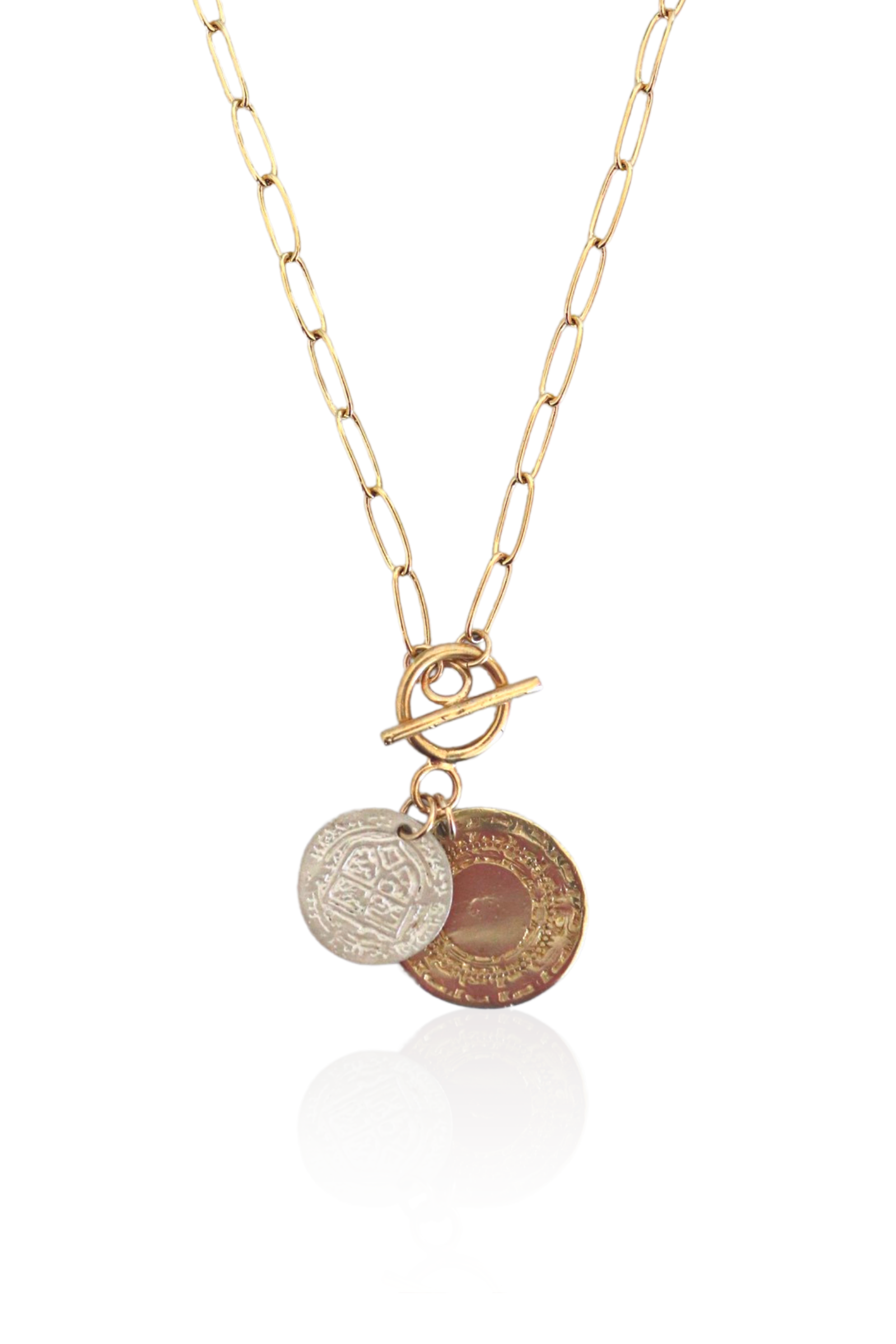 18ct Yellow Gold St George Half Two Coin Holly Necklace