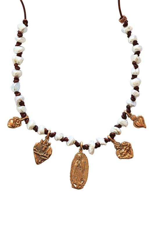 Virgin of Guadalupe and Eternal Hearts Necklace