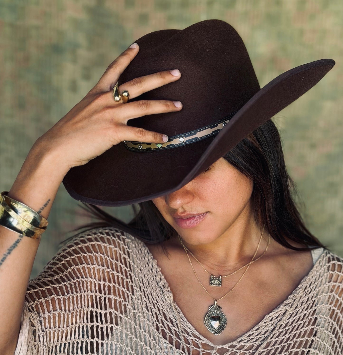 The Lotus and Ohm Square Necklace in Gold