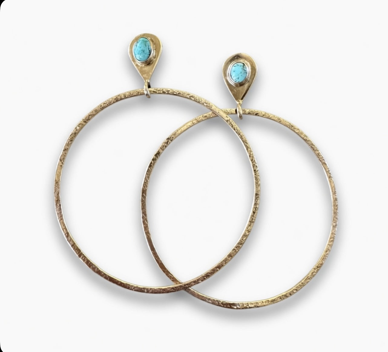 Turquoise Stud Hoop Earrings in Gold