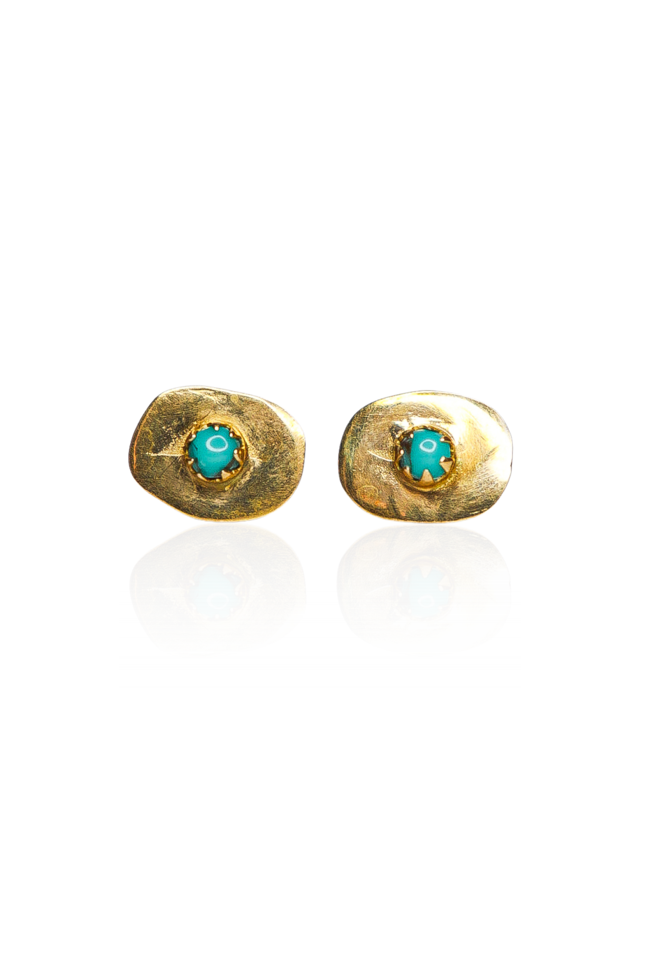 Effy Diamond Accent Genuine Blue Turquoise 14K Gold 14mm Oval Round Stud  Earrings - JCPenney