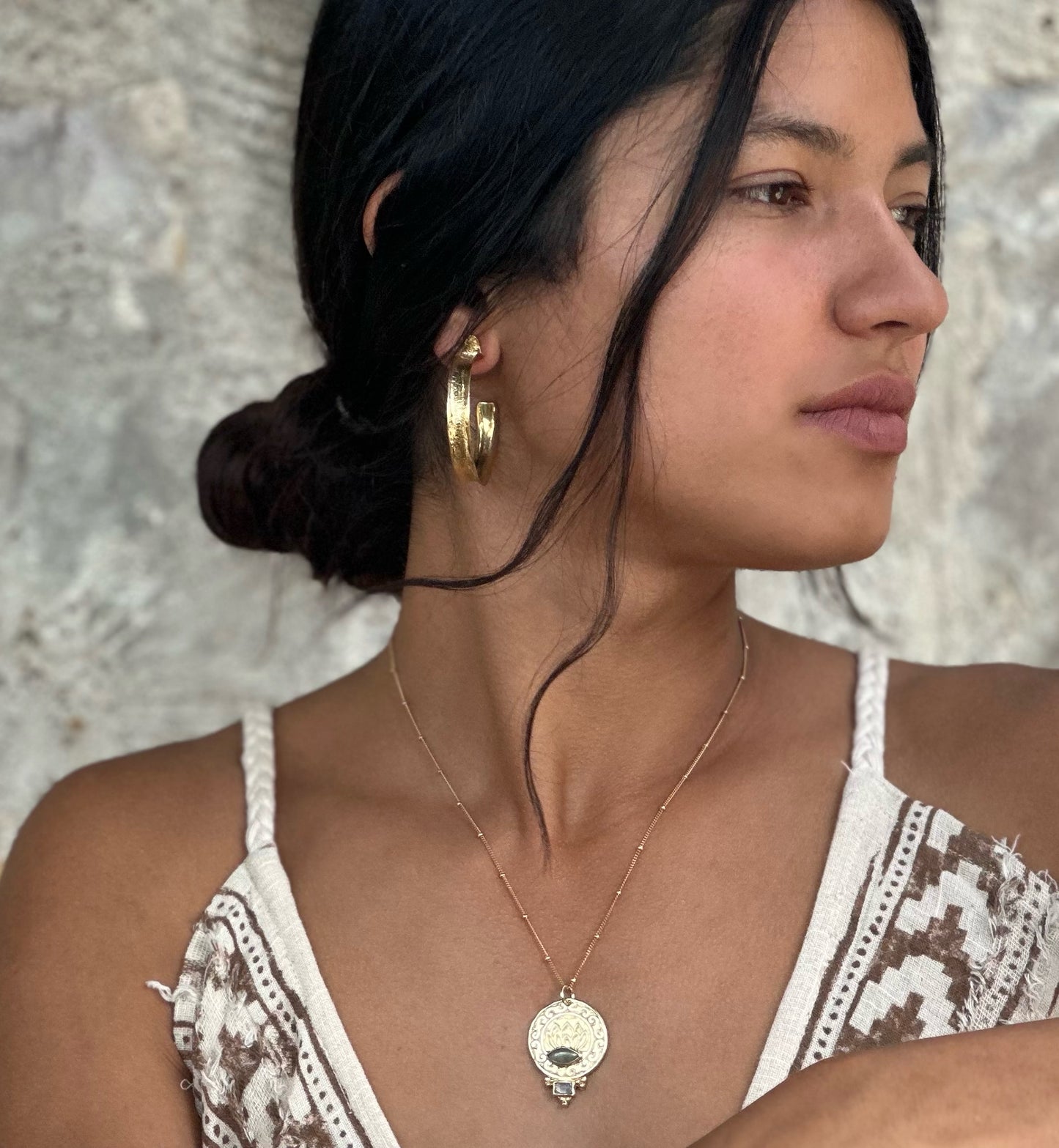 Large Hammered Hoop Earrings