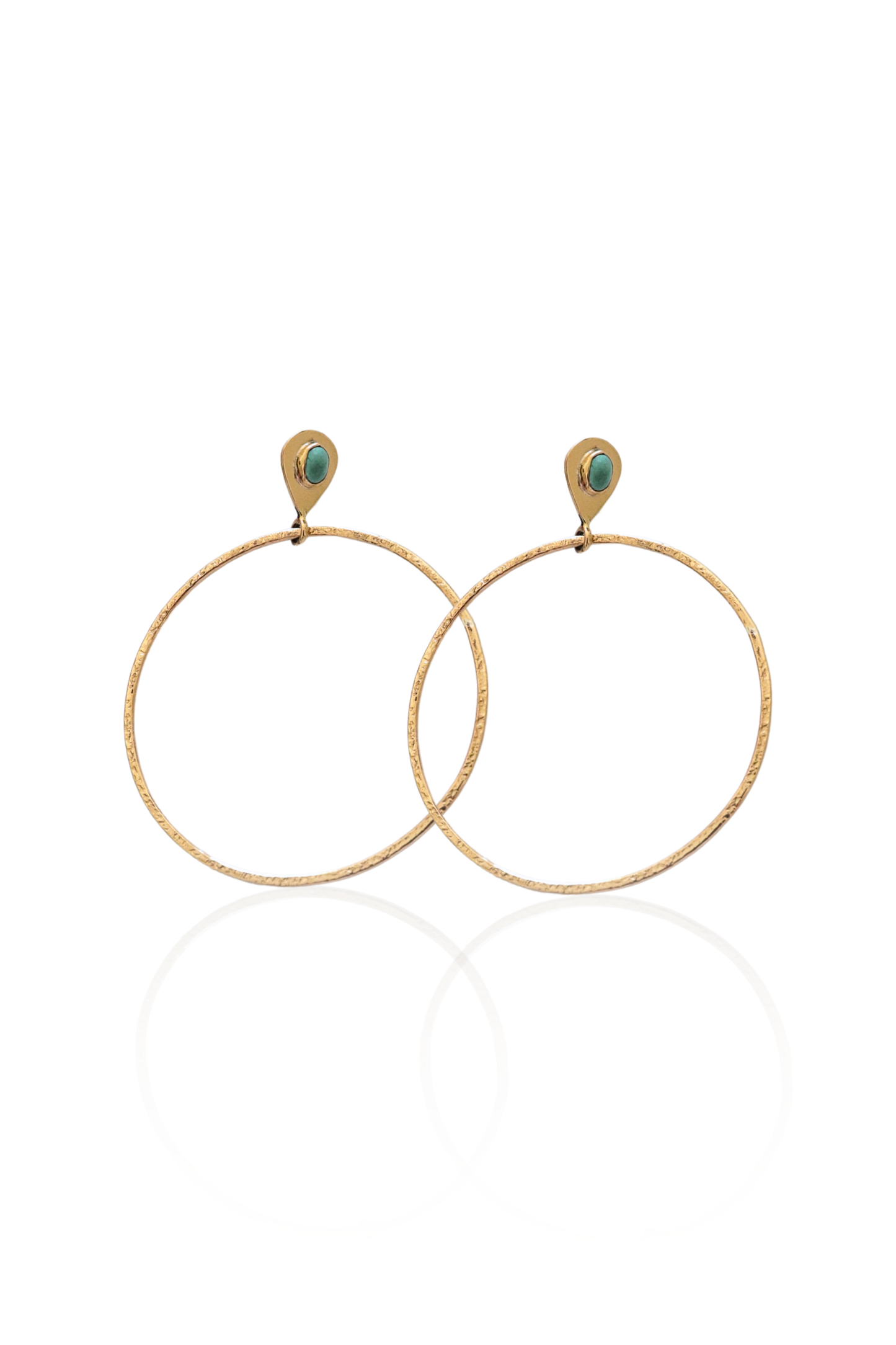 Turquoise Stud Hoop Earrings in Gold