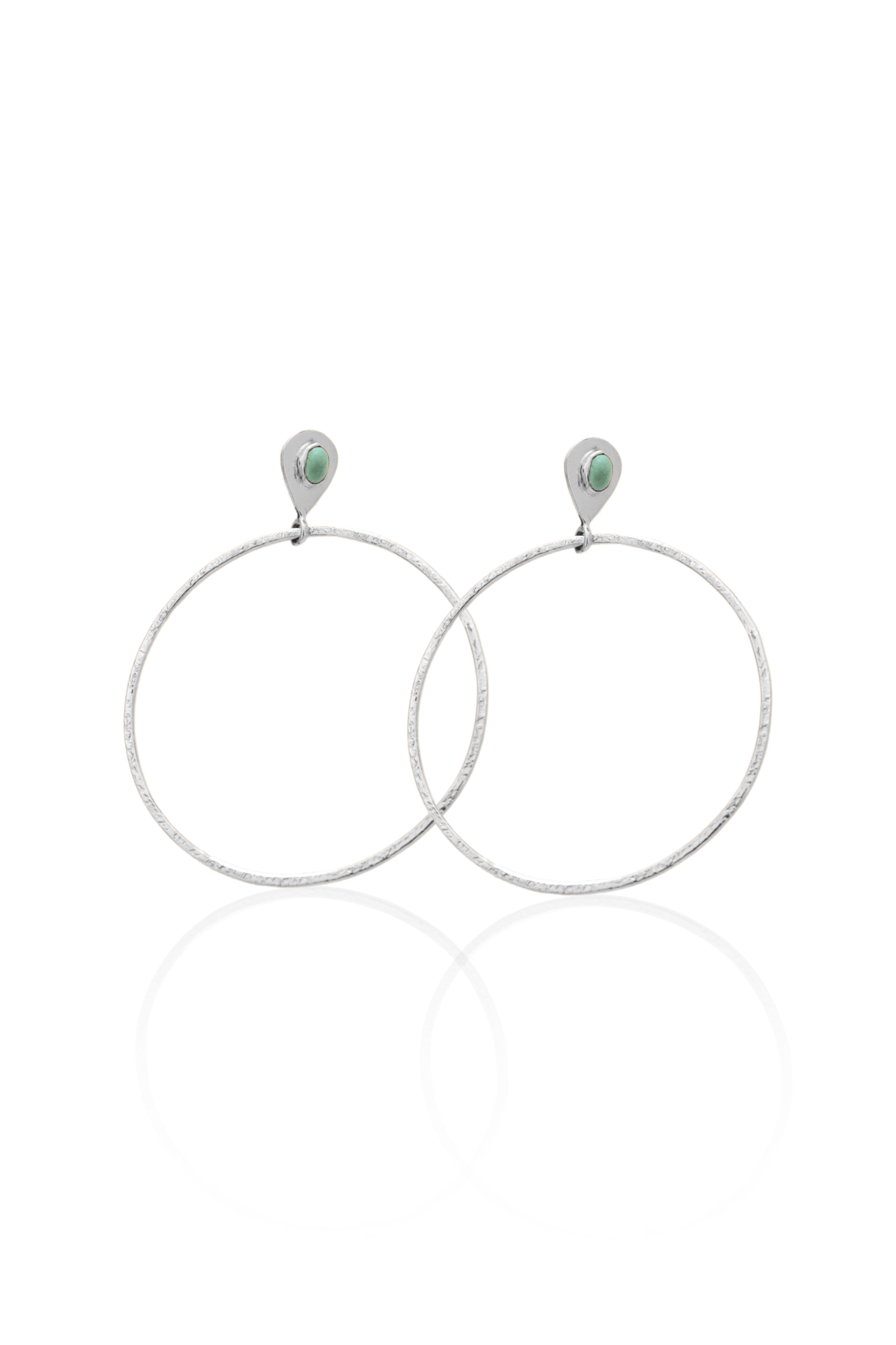 Turquoise Stud Hoop Earrings in Silver