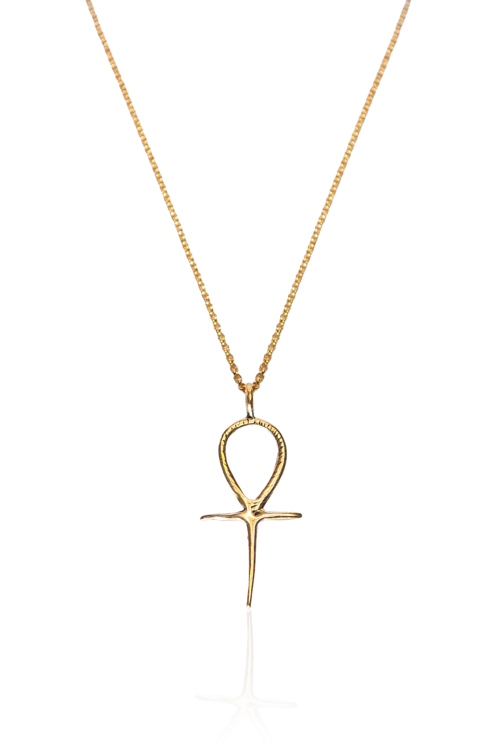 Gold Ankh Necklace with bronze pendant on gold chain