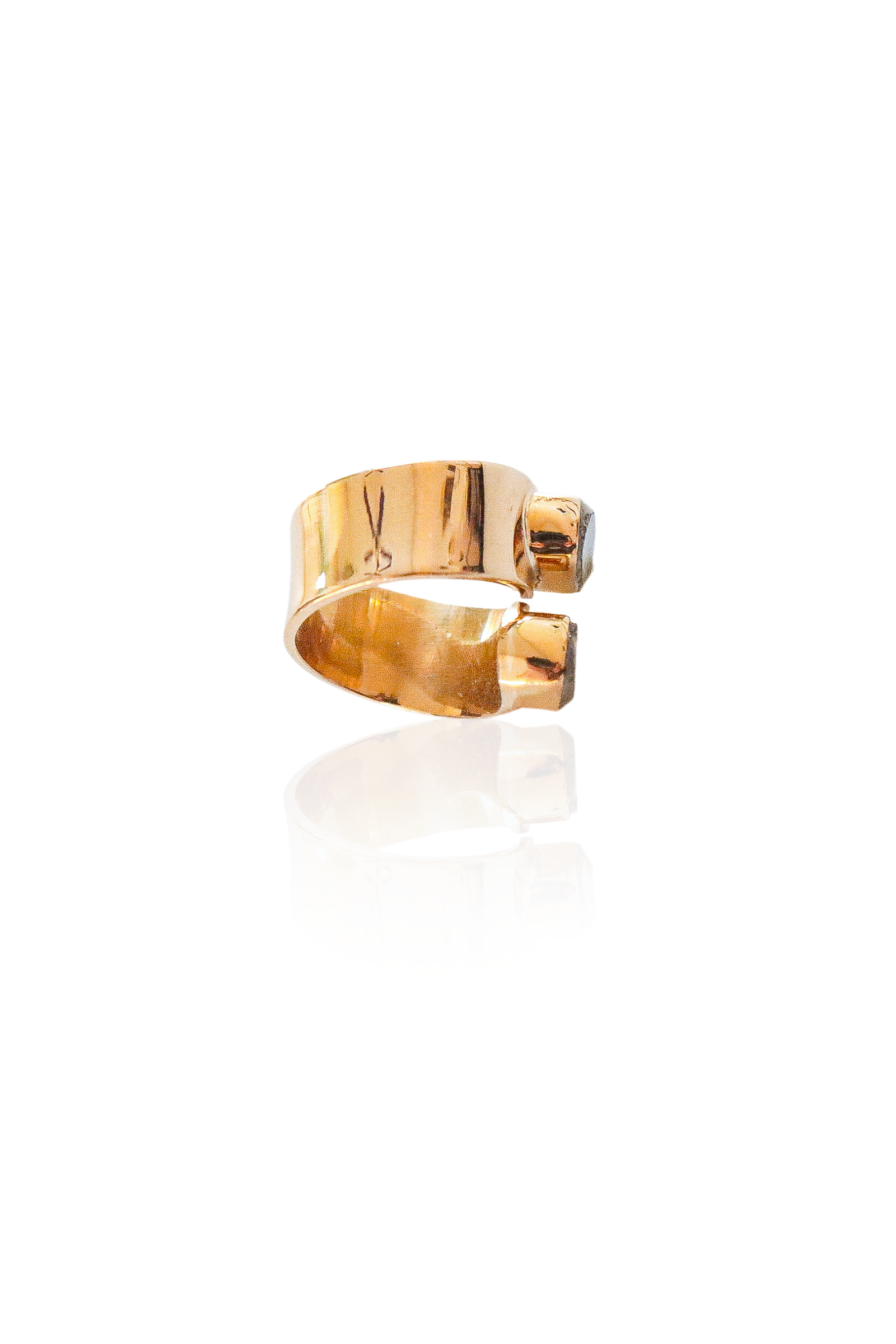 Side view of bronze double quartz spiral ring