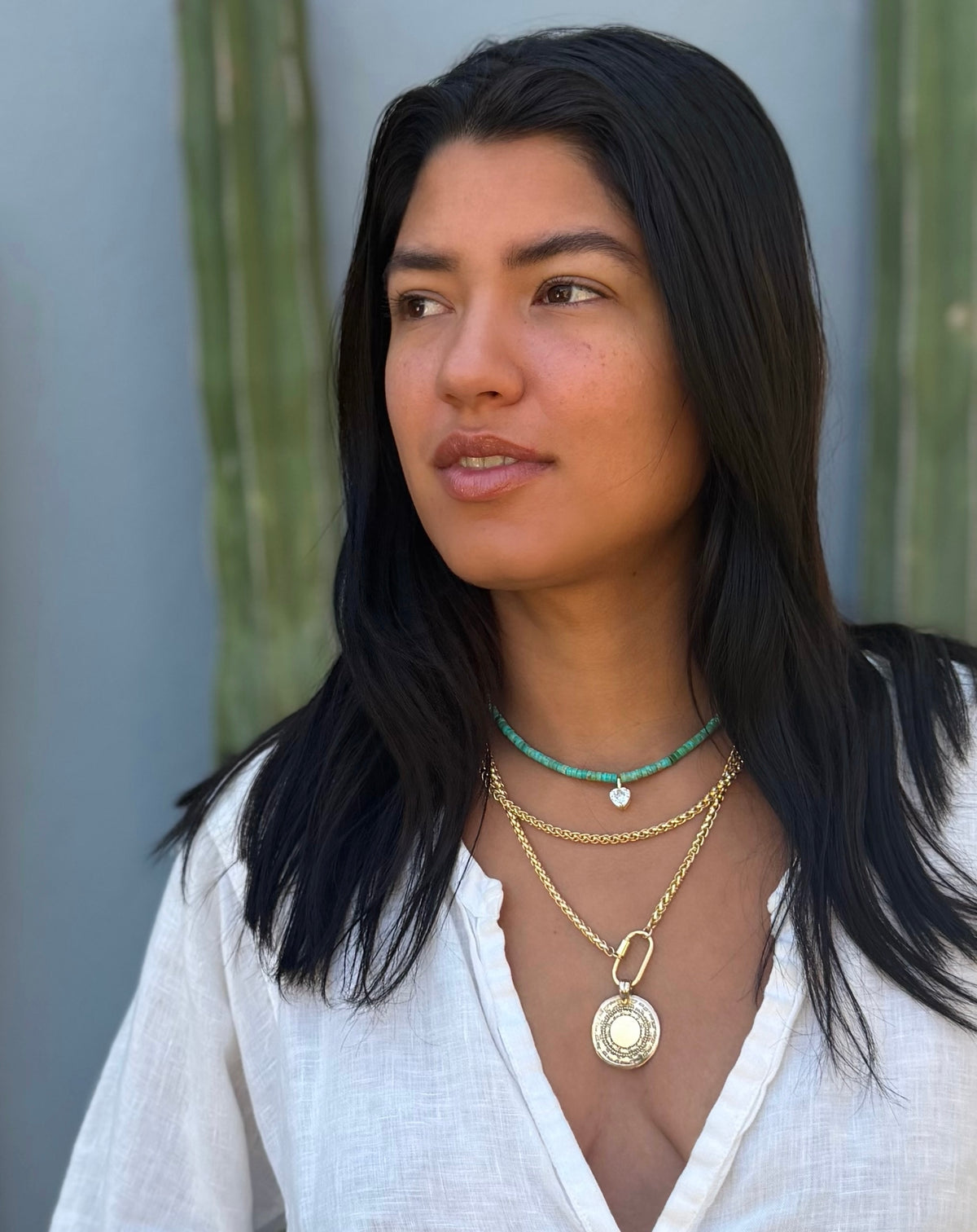 Turquoise Choker Necklace with CZ Heart pendant