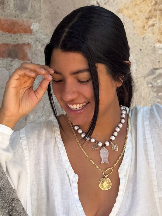 Sacred Fish Pearl Necklace