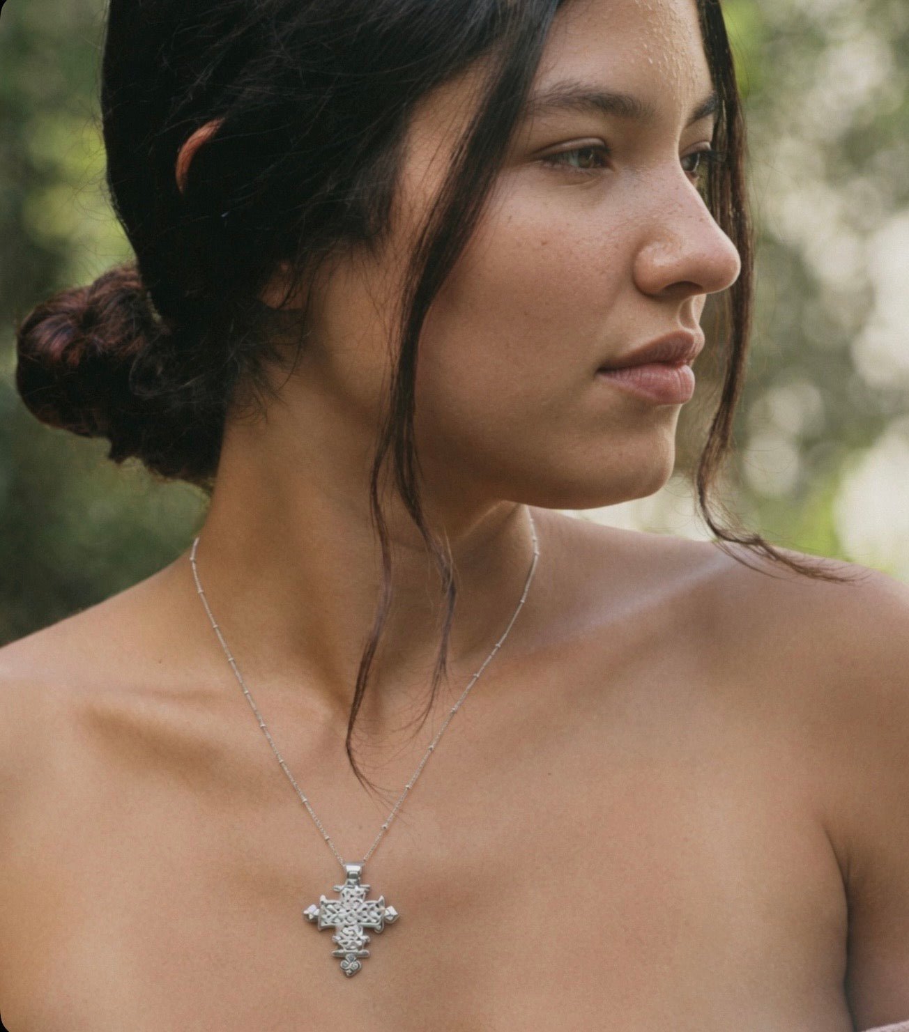 Ethiopian Cross Necklace in Silver