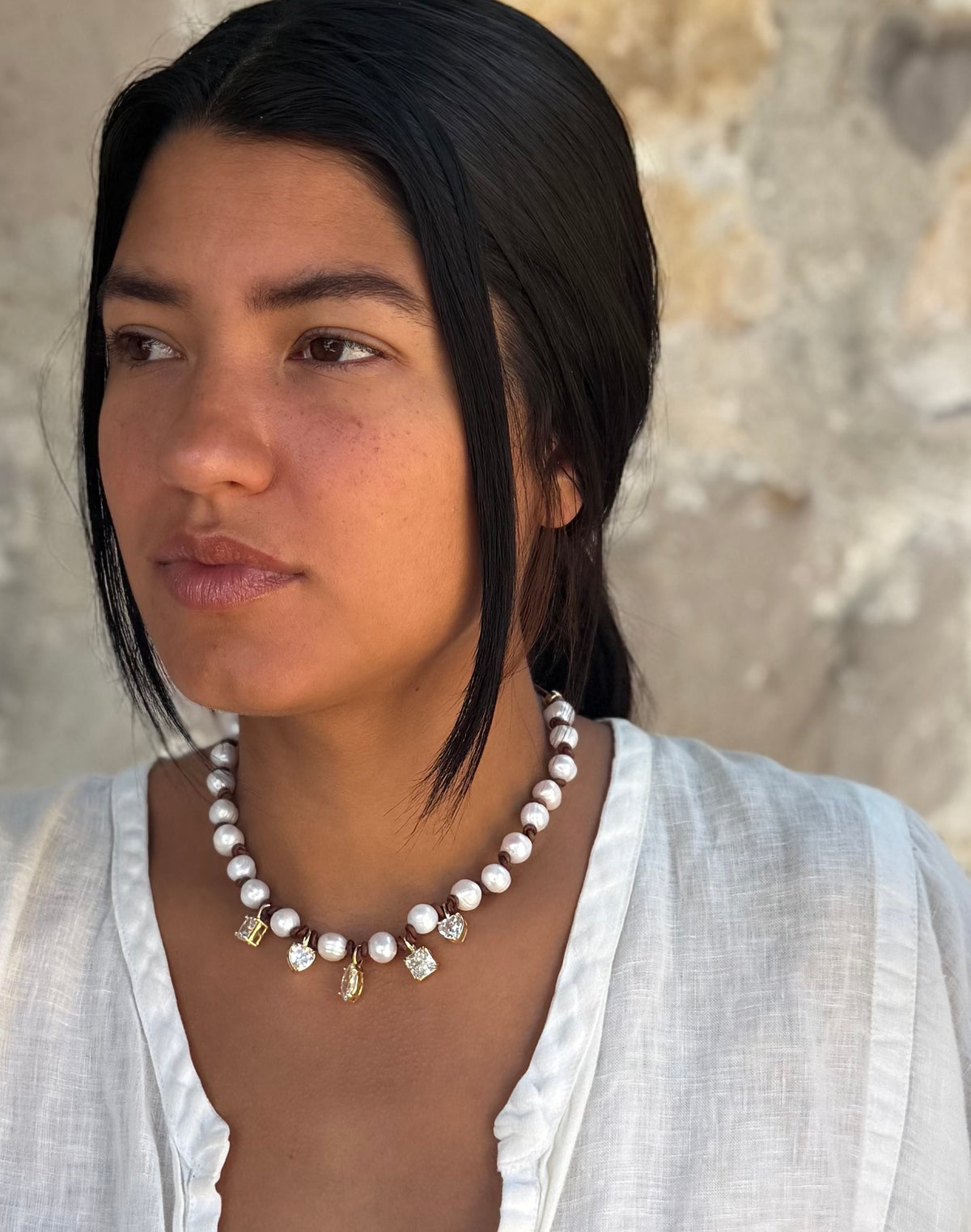 Multi Diamant Choker with Pearls