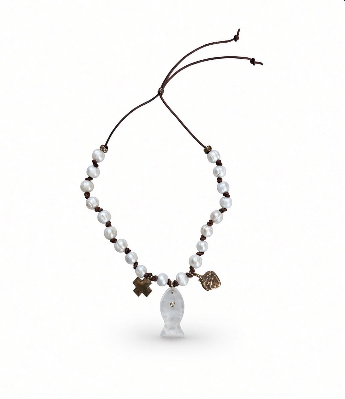 Trio Fish Pendant with Pearls