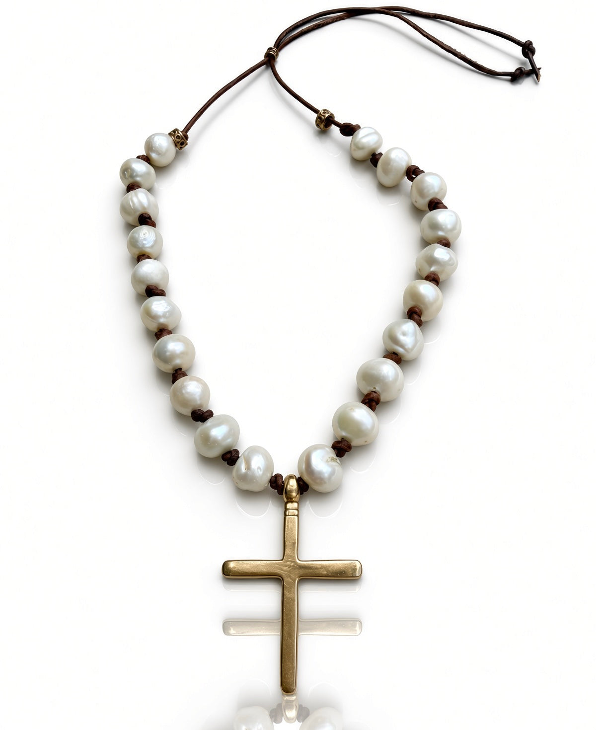 Simple Ethiopian Cross Pearl Necklace