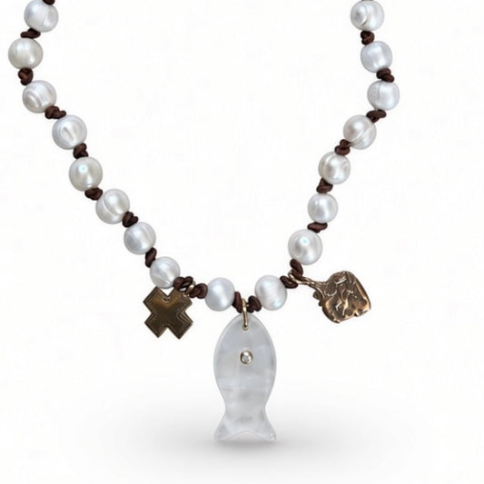 Sacred Fish Pearl Necklace