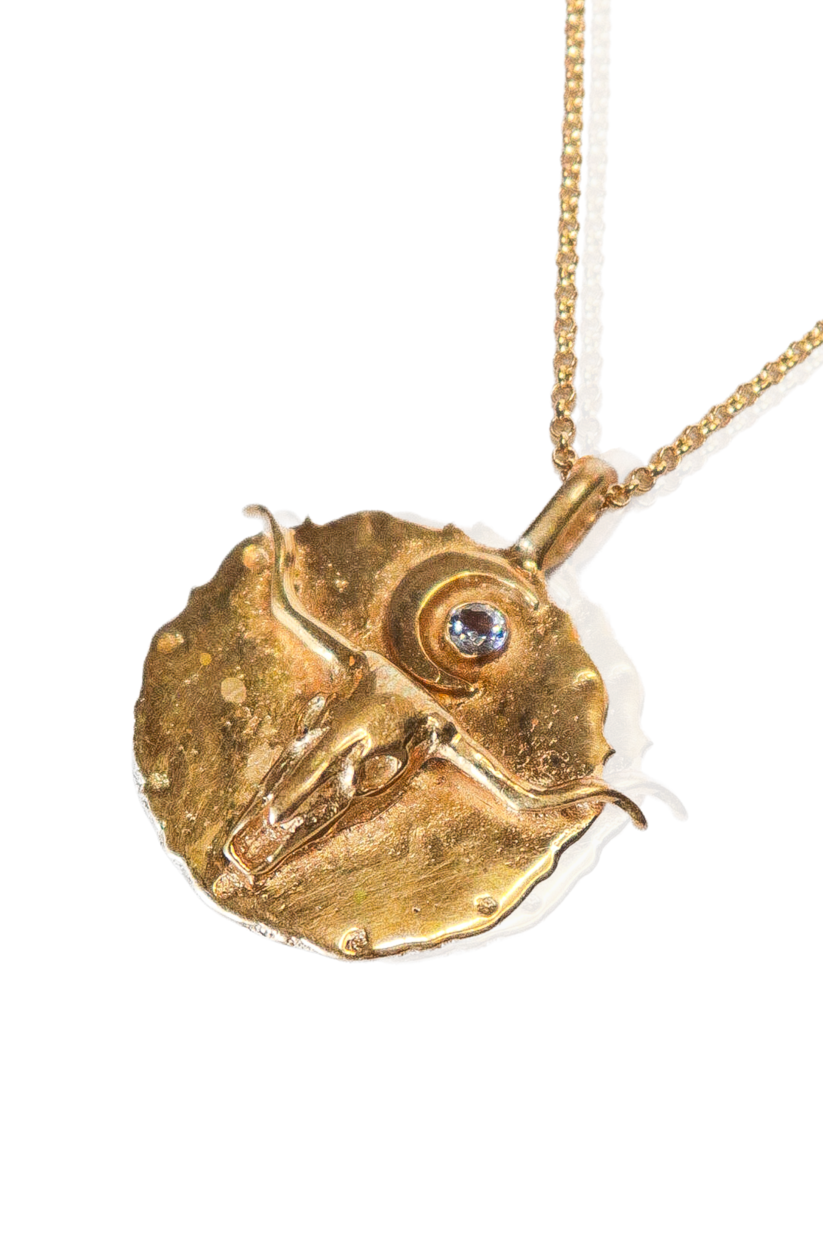 Gold boho necklace with longhorn bullhead pendant on classic or satellite chain