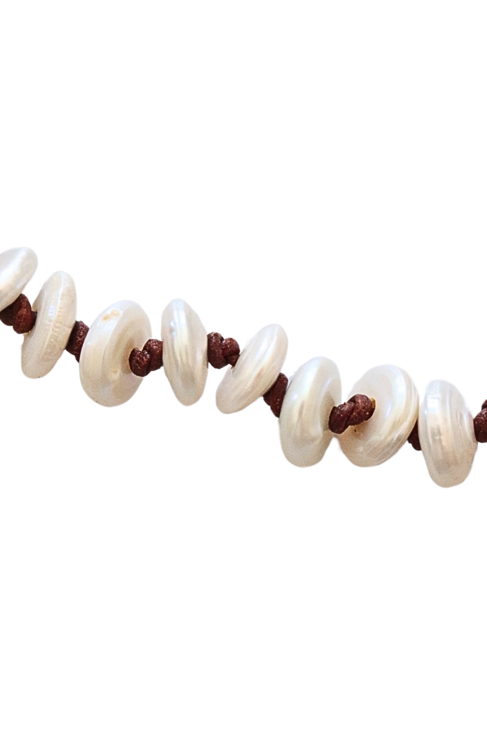 Freshwater pearls on leather strand