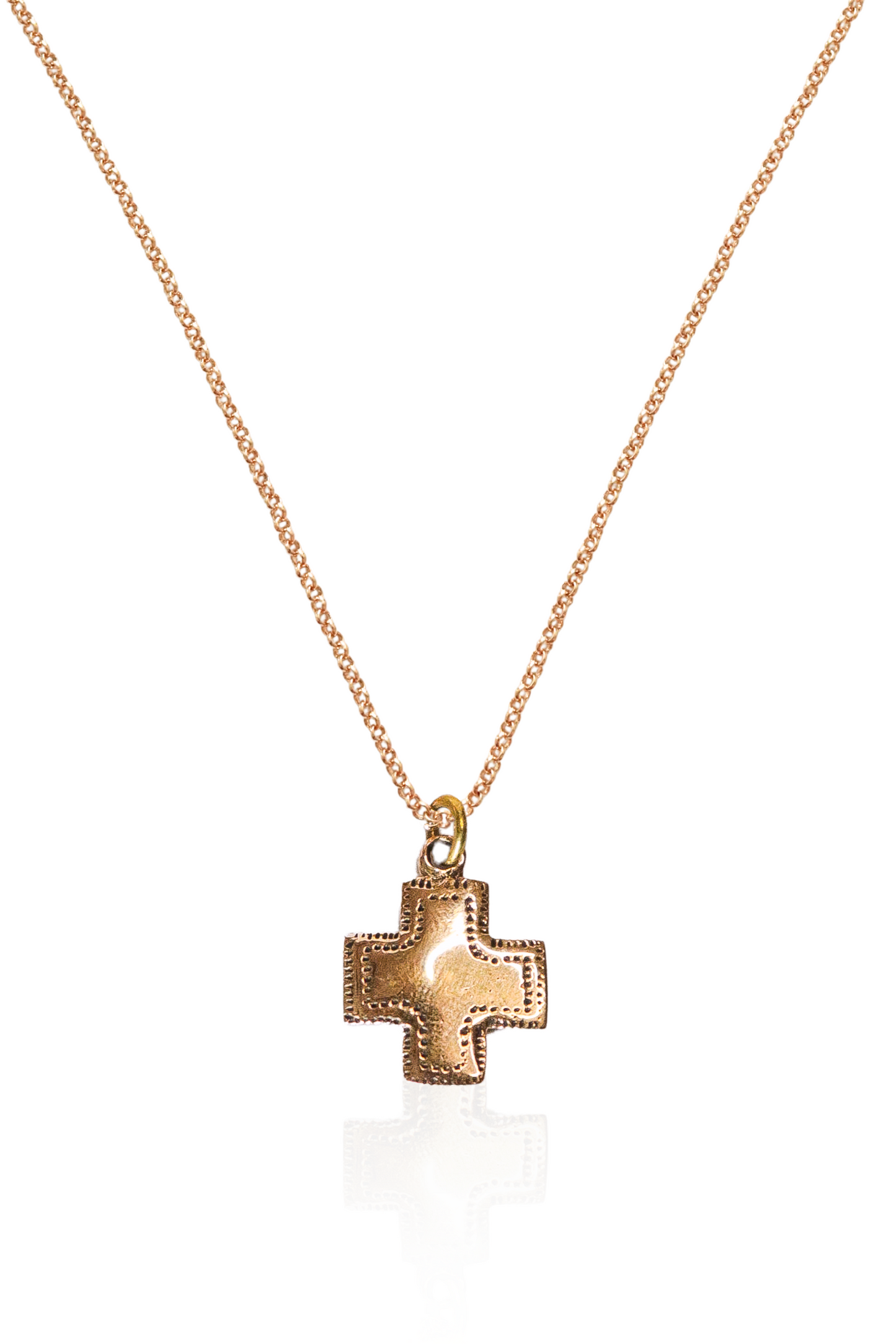 Gold Southwest Cross Necklace with thick bronze cross pendant