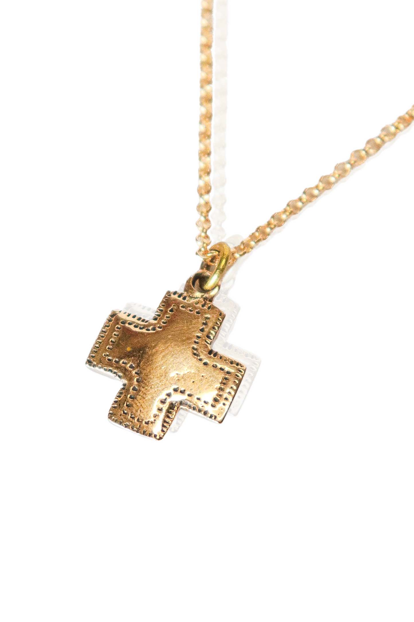 Bronze Southwest Cross pendant on gold-plated chain