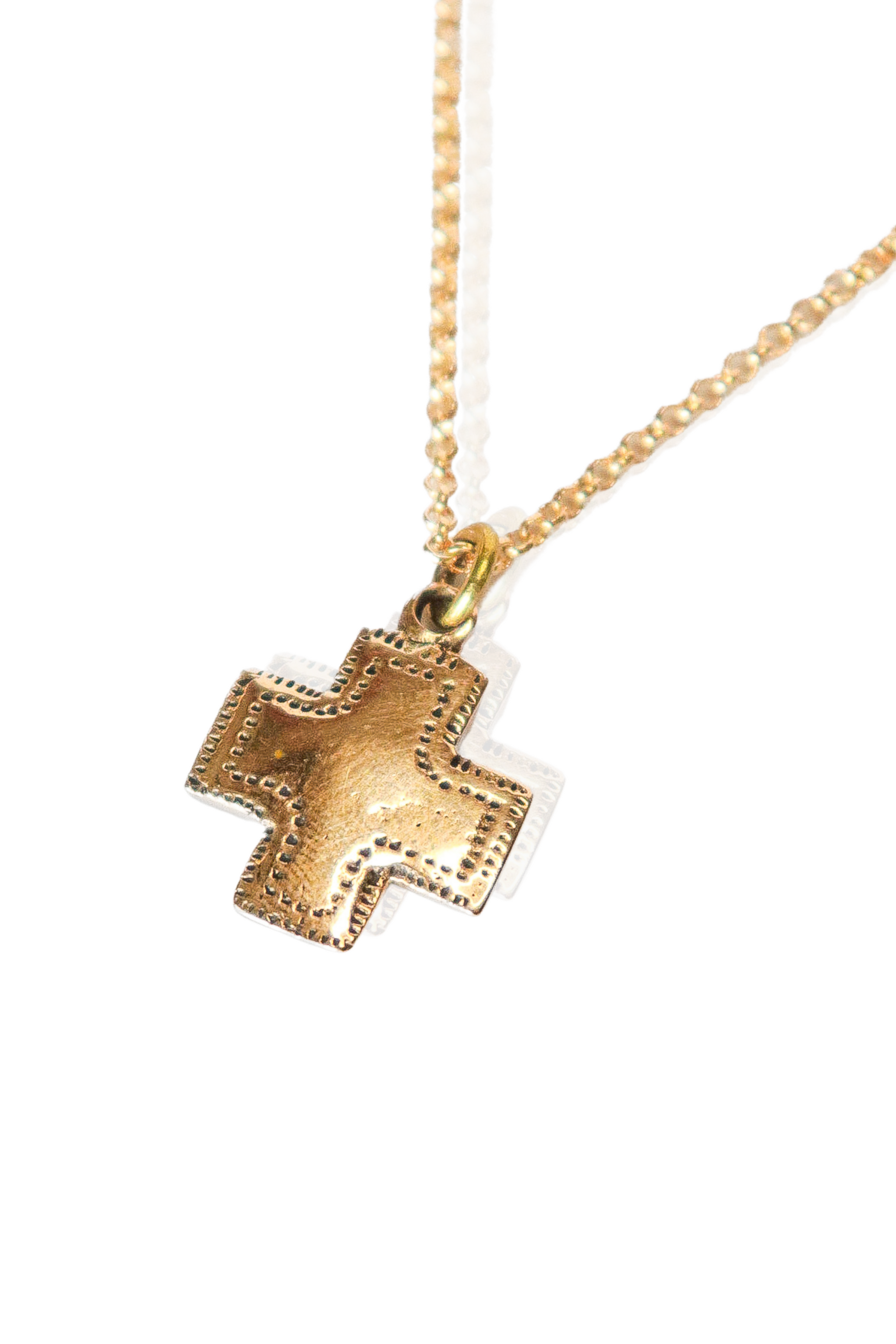 Bronze Southwest Cross pendant on gold-plated chain
