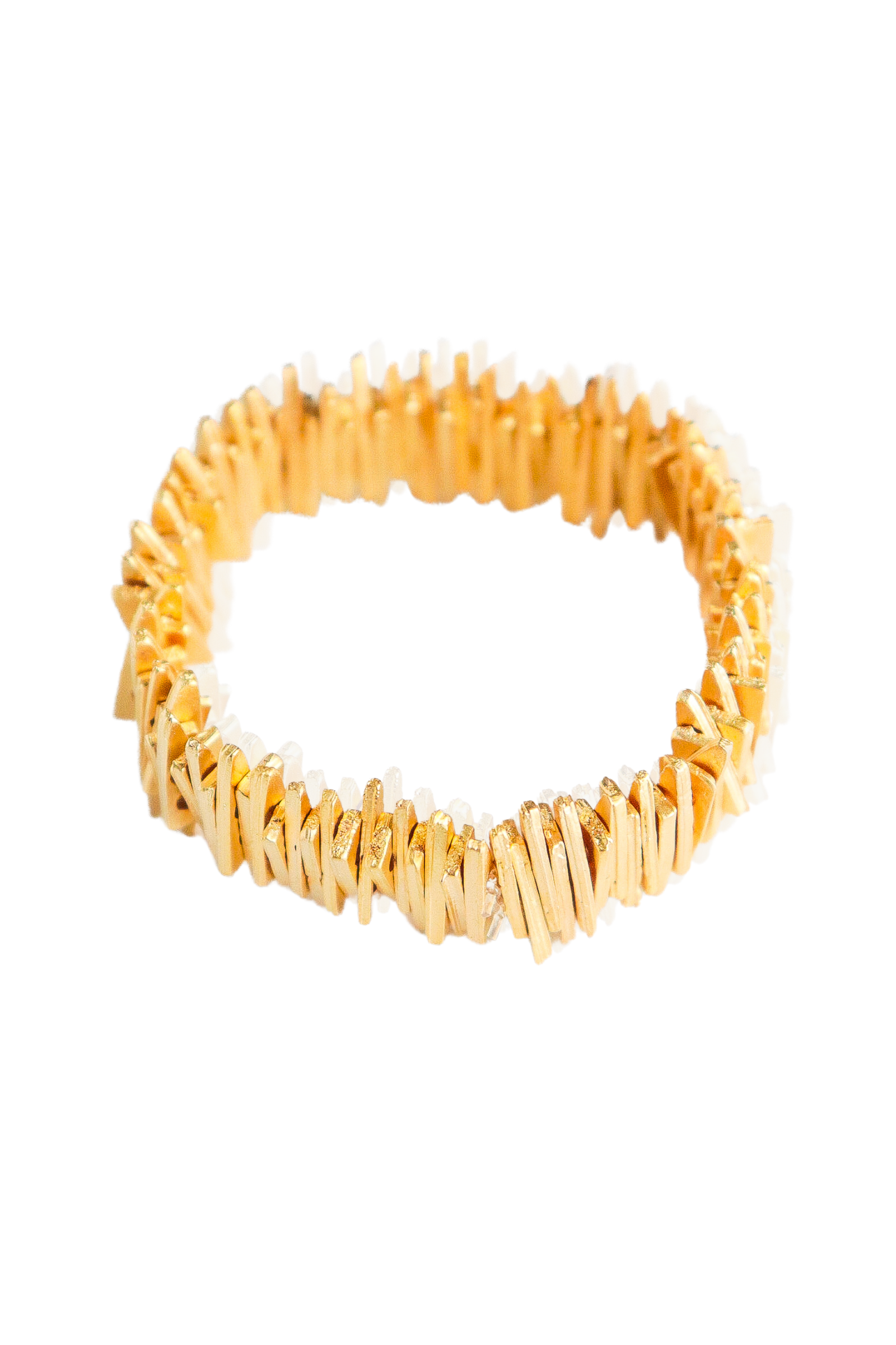 Gold stretch bracelet with contemporary art design
