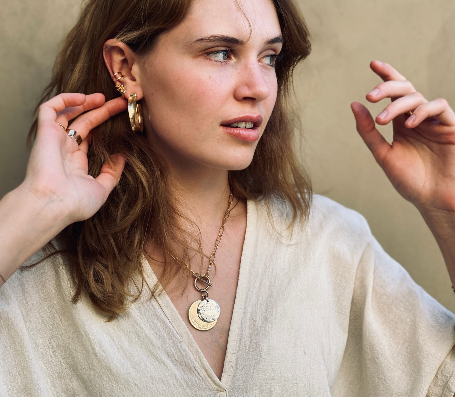 Two-Tone Double Coin Necklace